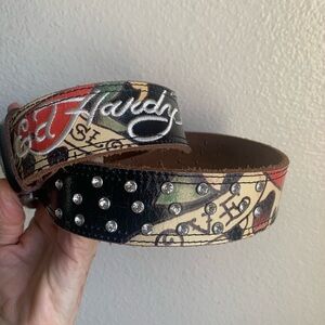 Vintage Ed Hardy Studded Leather Belt Medium